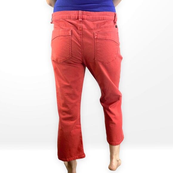 SANCTUARY Orange Red Cropped High Rise Flared Capri Pants - Picture 4 of 7